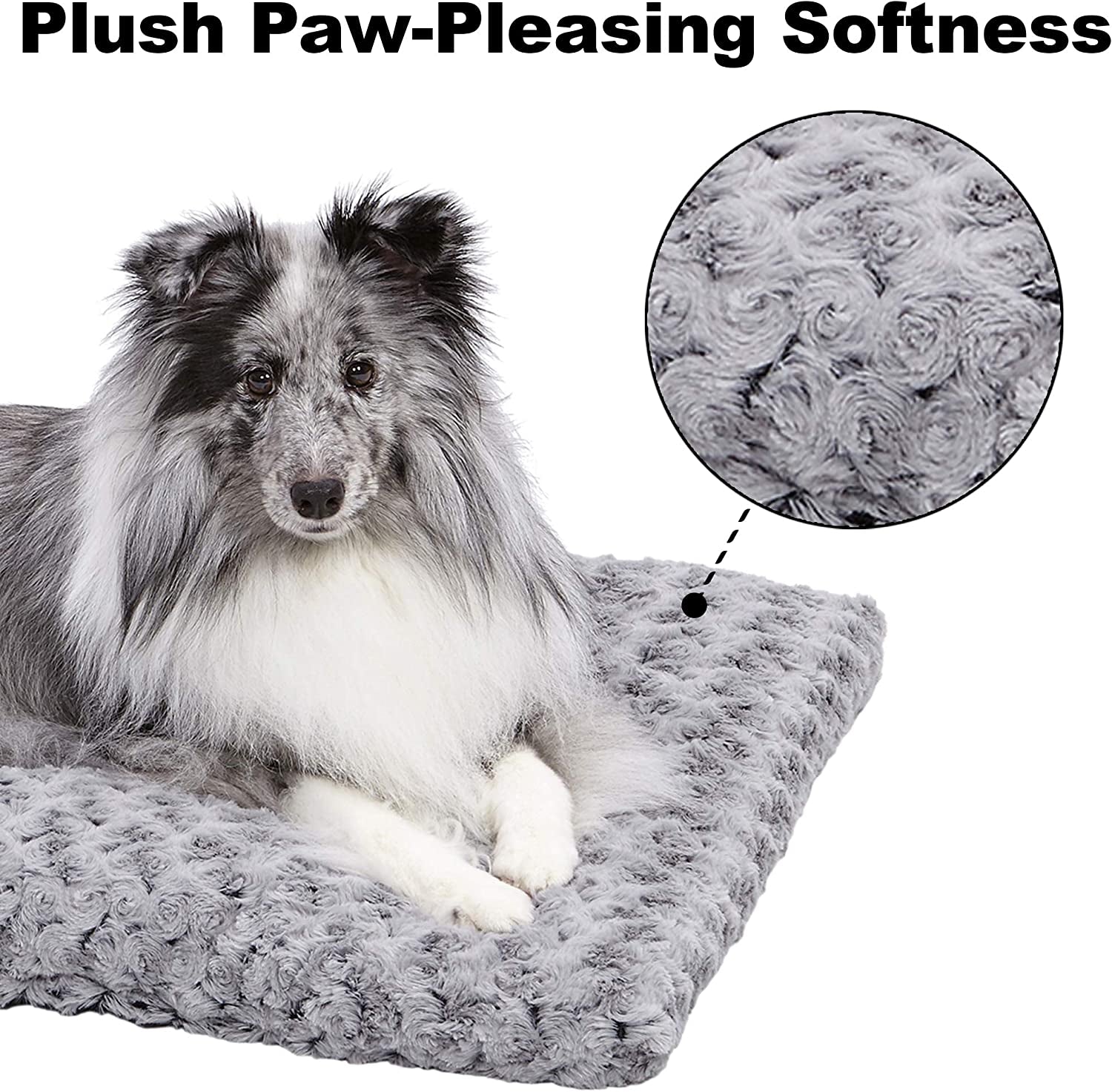 Intermediate Quiettime Deluxe Gray Ombré Swirl Plush Pet Bed - Machine Washable, Non-Skid Base, Ideal for 36-Inch Crates