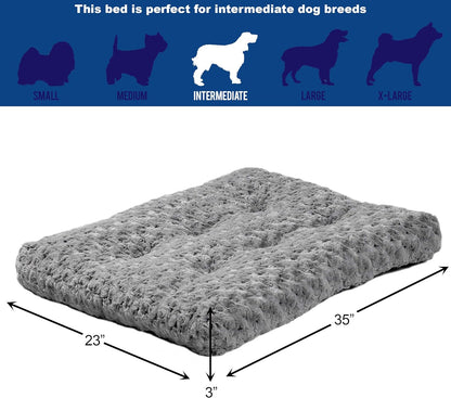 Intermediate Quiettime Deluxe Gray Ombré Swirl Plush Pet Bed - Machine Washable, Non-Skid Base, Ideal for 36-Inch Crates