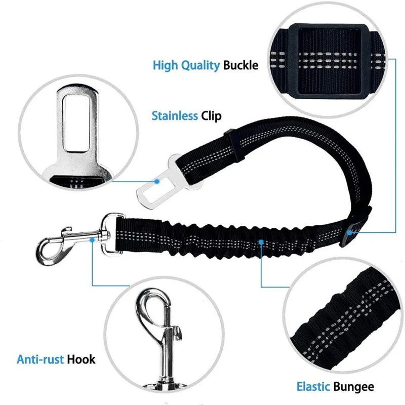 Adjustable Elastic Dog Car Seat Belt for Pet Safety During Travel - Essential Accessory for Dogs and Cats