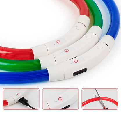 Rechargeable LED Dog Collars with Luminous Flashing Light - USB Charging, Available in Sizes S, M, L