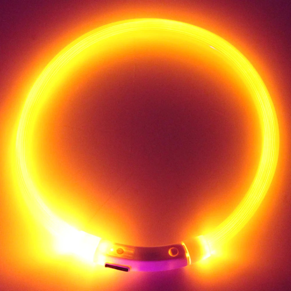 Rechargeable LED Dog Collars with Luminous Flashing Light - USB Charging, Available in Sizes S, M, L