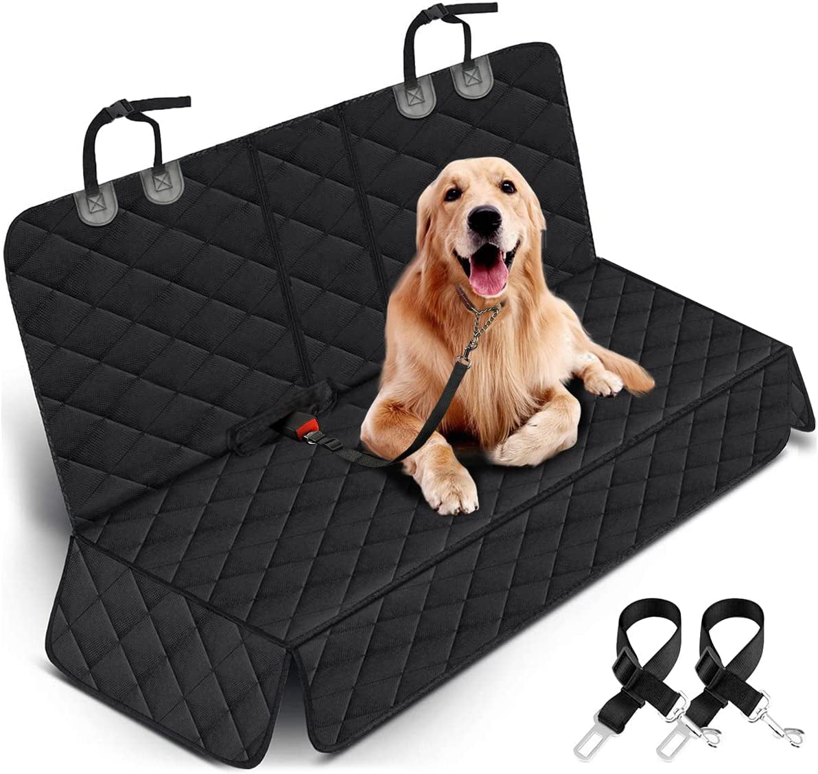 Dog Car Seat Cover - Waterproof and Durable Back Seat Protector for Pets, Compatible with Most Cars, SUVs, and Trucks (53" Width) - Black