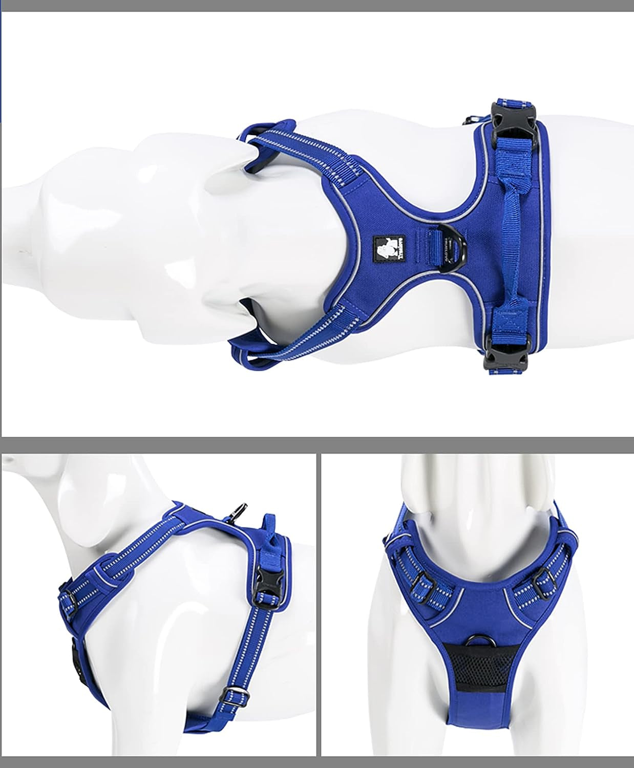 Truelove TLH5651 Adjustable No-Pull Reflective Dog Harness - Comfortable Control Vest in Royal Blue, Medium