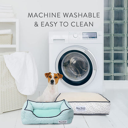 Jonathan Adler Now House for Pets Small Dog Bed - Grey Diamond Cushion, Machine Washable Cotton/Poly Blend, 17x22x5 Inches