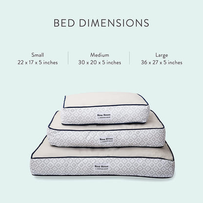 Jonathan Adler Now House for Pets Small Dog Bed - Grey Diamond Cushion, Machine Washable Cotton/Poly Blend, 17x22x5 Inches